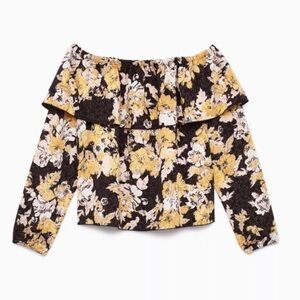 WILFRED | Morel Floral Off Shoulder Blouse Size XS Aritzia